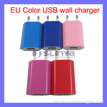 Color USB 5V 1000mA EU Wall Charger AC Power Adapter for iPhone 4 5, iPod, Samsung Mobile